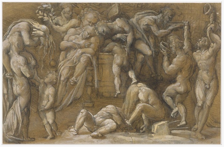 Aspertini Grisaille Bacchanalia Scene >